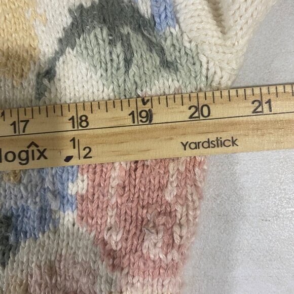 Vintage Studio Michelle Stuart Hand Knit Floral Cardigan Sweater S White Multico - Picture 8 of 13